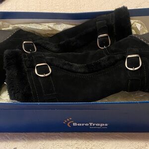 BareTraps Black Fur-Lined Buckle Boots